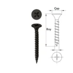 3,5x35 Alçıpan Sivri Uçlu Vida Siyah